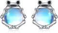 wholesale 925 Sterling Silver Blue Moonstone Frog Stud Earrings-0-0