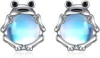 wholesale 925 Sterling Silver Blue Moonstone Frog Stud Earrings-Frog Moonstone
