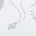 wholesale 925 Sterling Silver Heart-Shaped Opal and Cubic Zirconia Cross Pendant Necklace for Women & Girls-0-4