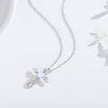 wholesale 925 Sterling Silver Heart-Shaped Opal and Cubic Zirconia Cross Pendant Necklace for Women & Girls-0-4