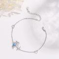 wholesale 925 Sterling Silver Anchor Bracelet With Blue Crystal Heart Charm-0-1