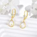 wholesale 14k Gold Drop Earrings With White Pear Moonstone And Crystal-0-4