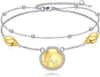 wholesale 925 Sterling Silver Shell Starfish Charm Anklet Beach Foot s for Women Girls-Shell bracelets