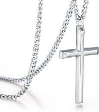wholesale 925 Sterling Silver Cross Pendant Chain Set-A-White Gold