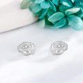 wholesale 925 Sterling Silver Rose Lotus Flower Stud Earrings with Cubic Zirconia - Hypoallergenic Jewelry for Women and Girls-0-3