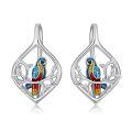 wholesale 925 Sterling Silver Hypoallergenic Colorful Bird Dangle Earrings-0-0