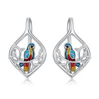 wholesale 925 Sterling Silver Hypoallergenic Colorful Bird Dangle Earrings-Parrot