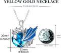 wholesale 14K Gold Blue Topaz Heart Shaped Wyvern Dragon Pendant Necklace for Women-0-1