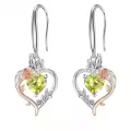 TOUPOP Sterling Silver Peridot Heart Butterfly Earrings-0-0
