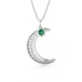 TOUPOP Sterling Silver Emerald Moon Necklace For Women Birthday Christmas Gifts-0-0