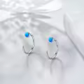 TOUPOP Sterling Silver Created Opal Ear Half Cuff Threader Huggie Hoop S925 Cz Earrings-0-4