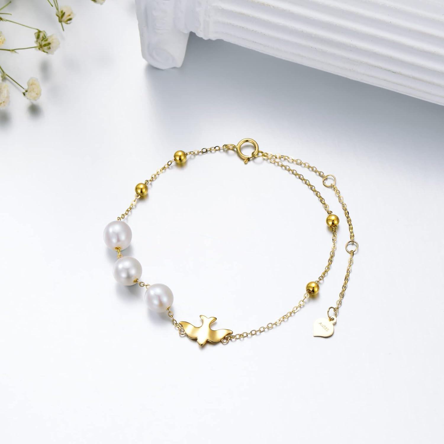wholesale 14K Gold Cultured Pearl Bracelet for Women 6 8 -0-1