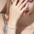 wholesale 925 Sterling Silver Opal Cuff Bangle Bracelet Hypoallergenic Gift for Women-0-5