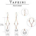 wholesale Rose Gold Cubic Zirconia Cut 925 Sterling Silver Celtic Knot Drop Dangle Pearl Earrings Leverback (Silver)-0-4