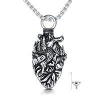 wholesale 925 Sterling Silver Cremation Jewelry Heart Urn With Sky Blue Crystal Pendant-Anatomical Heart