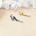 wholesale Gold-Plated 925 Sterling Silver Blue Enamel Snake Pearl Dangle Stud Earrings for Women-0-3