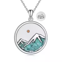 wholesale 925 Sterling Silver Mountain Pendant Necklace with Turquoise Stone and Mustard Seed Christian Faith s for Women Girls-Mountain B-Turquoise Mustard Seed Necklace