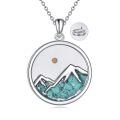 wholesale 925 Sterling Silver Created Turquoise Mountain Gold Sun Pendant Necklace For Women-0-0