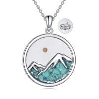 wholesale 925 Sterling Silver Mountain Landscape Pendant Necklace With Turquoise Stones-Mountain B-Turquoise Mustard Seed Necklace
