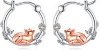 wholesale 925 Sterling Silver Rose Gold Sleeping Fox Huggie Hoop Earrings for Women-fox earrings