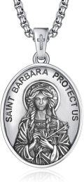 wholesale 925 Sterling Silver St Barbara Protectus Pendant Necklace for Men Women with Cross and 3+2 Extender Chain-0-0