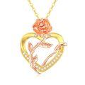 TOUPOP 14K Gold & Stone Flower Heart Pendant Necklace for Women-0-0