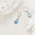 wholesale 925 Sterling Silver Heart Charm Drop Earrings With Turquoise And Zirconia-0-2