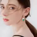 wholesale 925 Sterling Silver Mitten Dangle Earrings Wholesale with Red and Green Enamel for Women-0-2