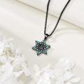 wholesale 925 Sterling Silver Turquoise Eye Star of David Pendant Necklaces for Women Men Judaica Gift 24 Chain-0-7