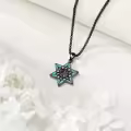 wholesale 925 Sterling Silver Turquoise Eye Star of David Pendant Necklaces Wholesale for Women Men Judaica Gift 24 Chain-0-7