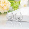 wholesale 925 Sterling Silver French Bulldog Animal Design Huggie Hoop Earrings for Women Girls  38mm Diameter-0-3