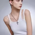 wholesale 925 Sterling Silver Black Celtic Knot Cross Pendant Chain Necklaces Wholesale for Men Boys -0-2
