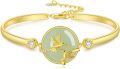 wholesale 925 Sterling Silver Hummingbird Nephrite Jade Bracelet 14k Gold Plated Zircon Accent-0-0