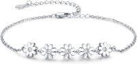 wholesale 925 Sterling Silver Daisy Flower Chain Link Bracelet Minimalist s for Women Girls-Dainty