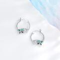 wholesale 925 Sterling Silver Green & Black Abalone Shell Butterfly Hoop Earrings 20mm Austrian Crystals-0-2