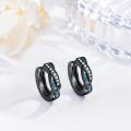 wholesale Black Ceramic & Crystal 925 Sterling Silver Hoop Earrings 15mm - Hypoallergenic  for Women and Men-0-2