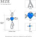 wholesale 925 Sterling Silver Blue Opal Heart Cross Pendant Necklace for Women Girls-0-5