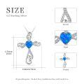 wholesale 925 Sterling Silver Platinum Plated Cross Pendant Necklace With Heart Shaped Blue Opal-0-5