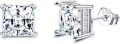 wholesale 925 Sterling Silver Princess Cut Cubic Zirconia Square Stud Earrings-0-0