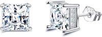 wholesale 925 Sterling Silver Princess Cut Cubic Zirconia Square Stud Earrings-Square
