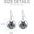 wholesale 925 Sterling Silver Angel Cat Drop Earrings with Black Enamel and Wings - Halloween Gift for Girls & Women-0-4
