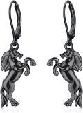 wholesale 925 Sterling Silver Black Pegasus Dangle Earrings with Leverback Closure for Women and Girls-0-0