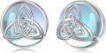 wholesale 925 Sterling Silver Celtic Knot Stud Earrings with Opalite Stone and Blue Mother-of-Pearl Centerpiece-0-0