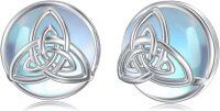 wholesale 925 Sterling Silver Celtic Knot Stud Earrings with Opalite Stone and Blue Mother-of-Pearl Centerpiece-6-Celtic Knot