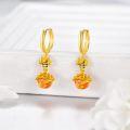 wholesale Gold-Plated 925 Sterling Silver Honeycomb Bees & Amber Drop Hoop Earrings for Women-0-3