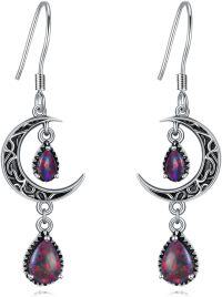 wholesale 925 Sterling Silver Black Opal Celtic Moon Earrings – Hypoallergenic, Tarnish Resistant, 12mm, 3.74g, Gift Box-Black Opal