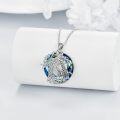 wholesale 925 Sterling Silver Giraffe & Tree of Life Blue Crystal Pendant Necklace-0-4