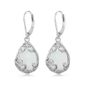 TOUPOP Sterling Silver Filigree Teardrop Leverback Birthstone Earrings-0-0