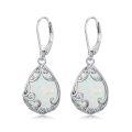 TOUPOP Sterling Silver Filigree Teardrop Leverback Birthstone Earrings-0-0
