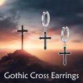 wholesale 925 Sterling Silver Black Cross Dangle Drop Hoop Earrings  for Women-0-5